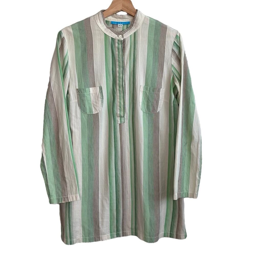 Virginia Johnson Cotton Stripe Tunic Blouse M